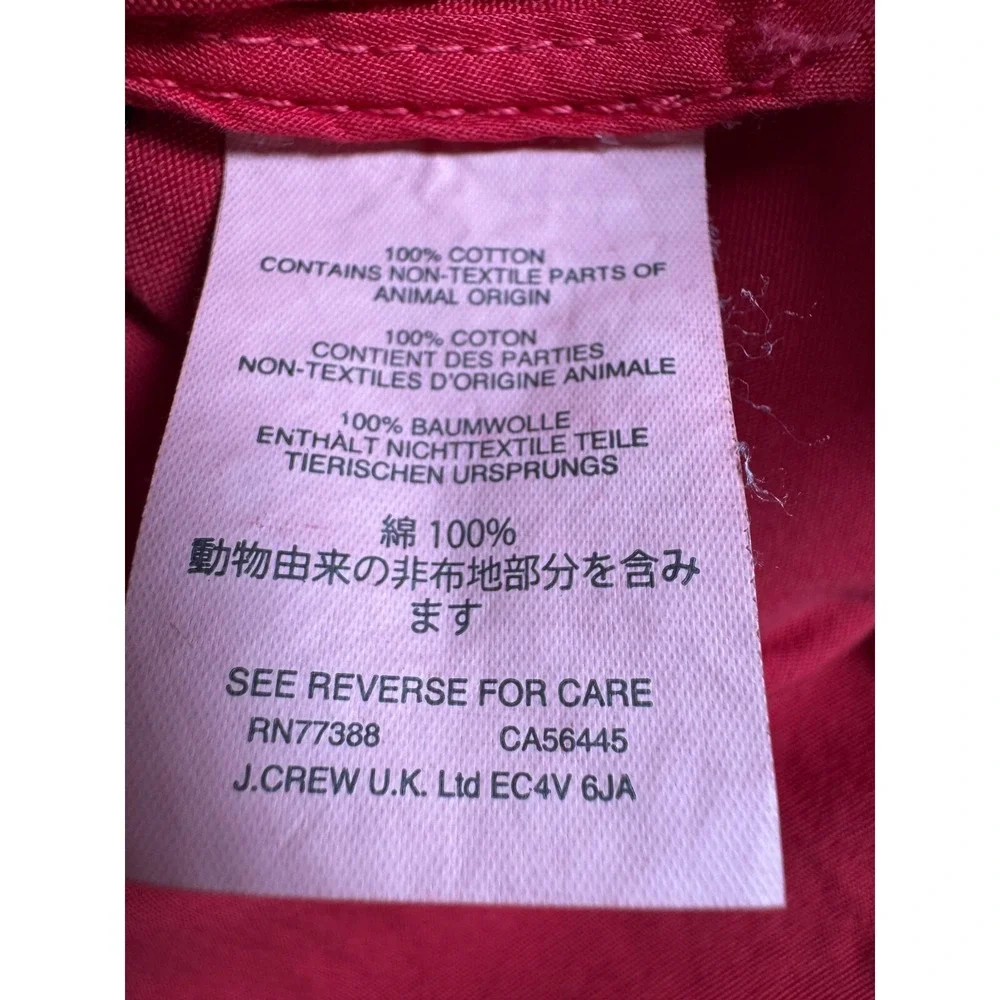 J Crew Full Zip Hooded Shacket Jacket Red Mens Size Small 100% Cotton